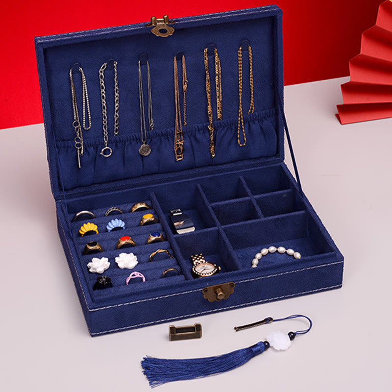 Buddha Stonesシンプルデザイン ジュエリーボックスオーガナイザー 単層 フランネル ジュエリー収納ボックス ロック付き - image 23