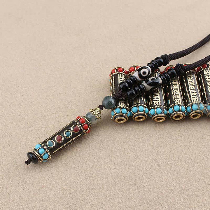 Buddha Stonesチベットオーム・マニ・パドメ・フムビーズウェンジウッドネックレスペンダント - image 11