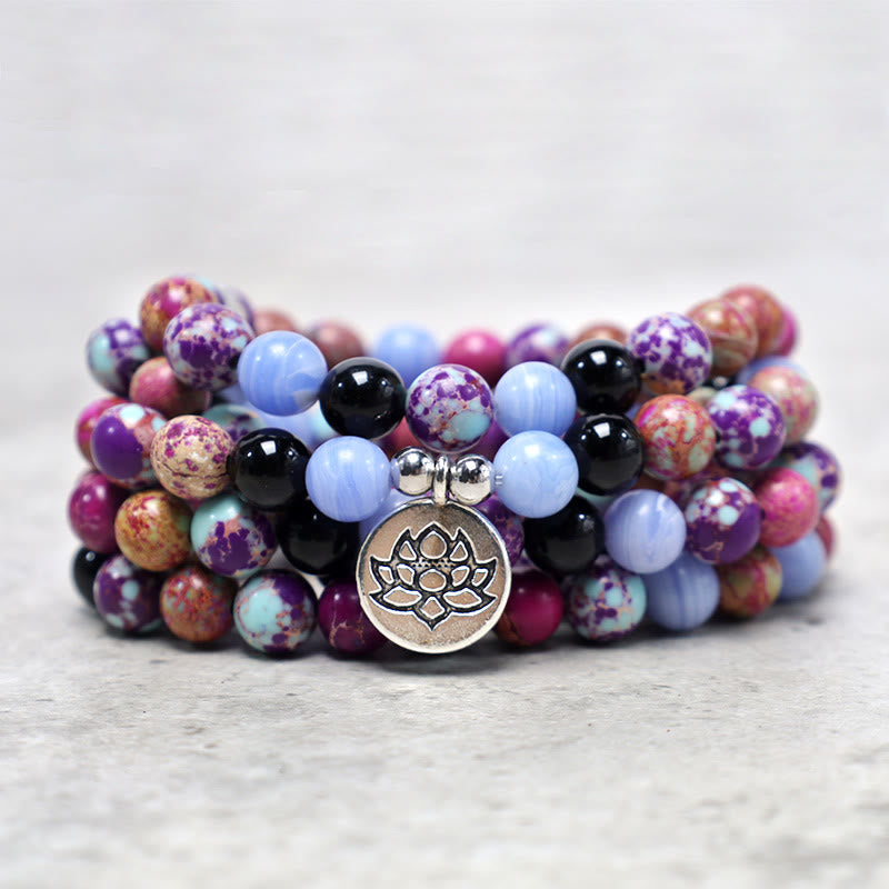 Buddha Stones天然紫ミャオ石 蓮のMala