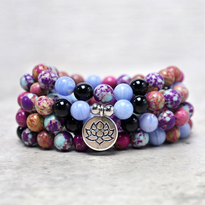 Buddha Stones天然紫ミャオ石 蓮のMala