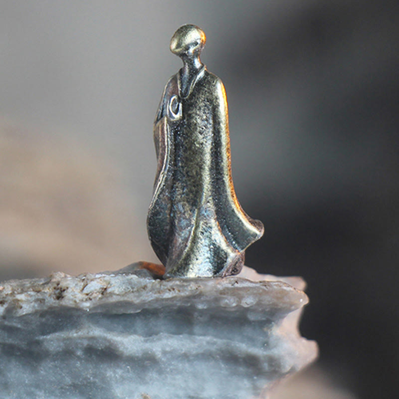 Buddha Stonesミニ瞑想仏 金属製 僧侶 静寂 家の装飾 - image 6