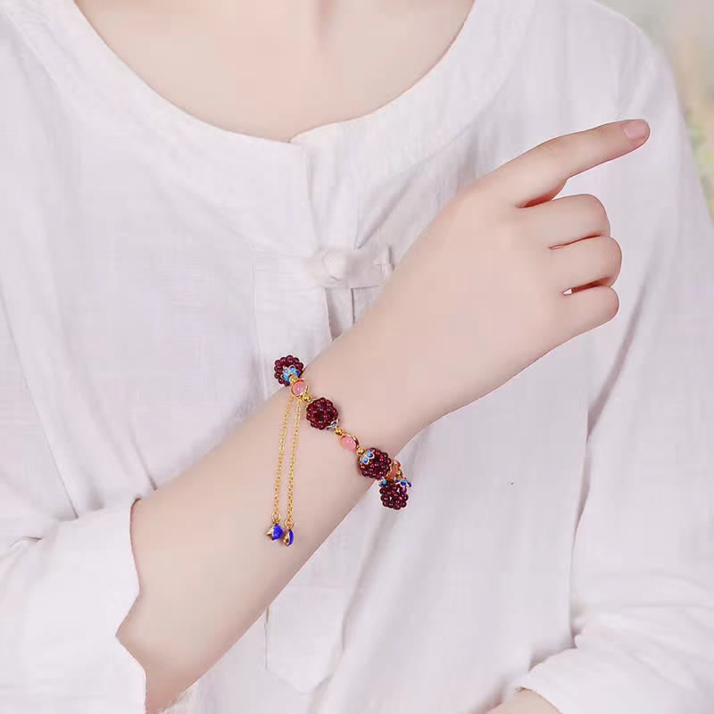 チベットガーネット カーム ブレスレット ピンク 天然石 パワーストーン 幸運 開運 | Buddha Stones