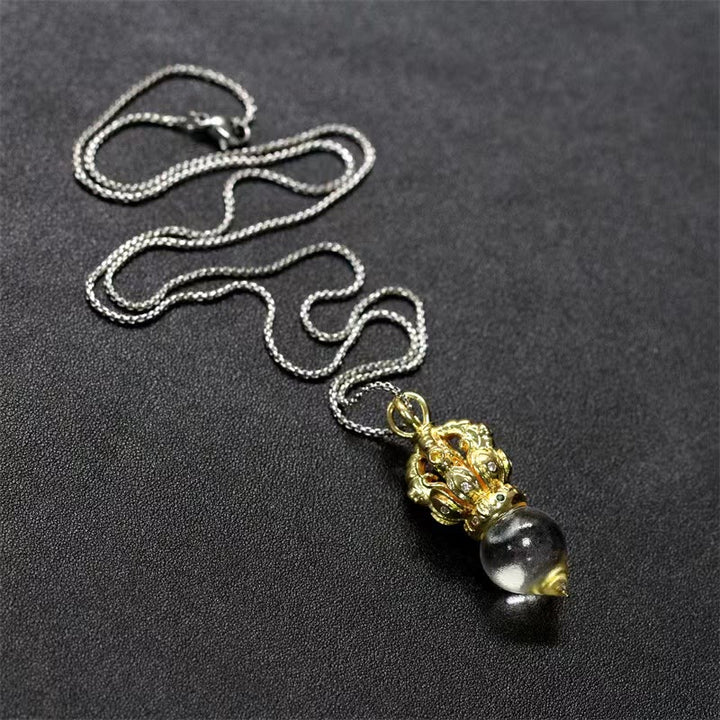 Buddha Stonesチベットドルジェ金剛杵4本爪蓮華水晶の強さのネックレスペンダント