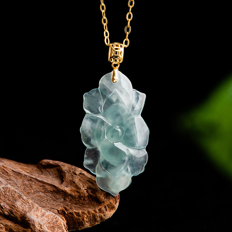Buddha Stones18Kゴールド 天然翡翠 蓮模様 繁栄のネックレスペンダント - image 5