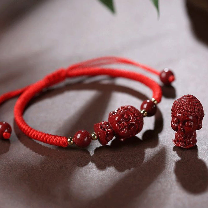 Buddha Stones十二支誕生仏辰砂 お守り 祝福 紐 ブレスレット