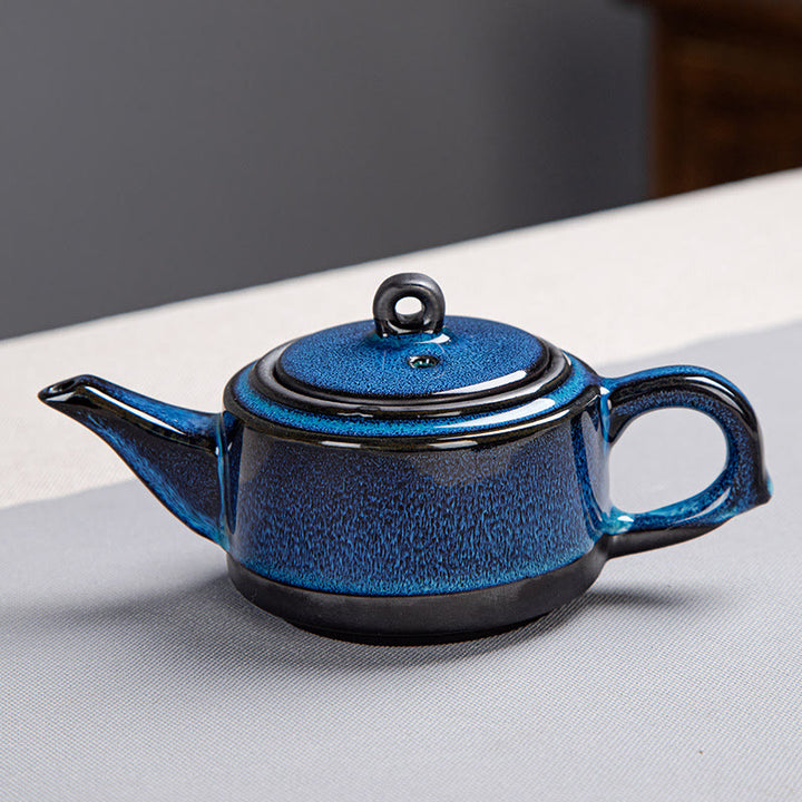 Buddha Stonesブルーグラデーションカラー 中国功夫茶 陶器ティーポット ポータブルギフトバッグボックスセット