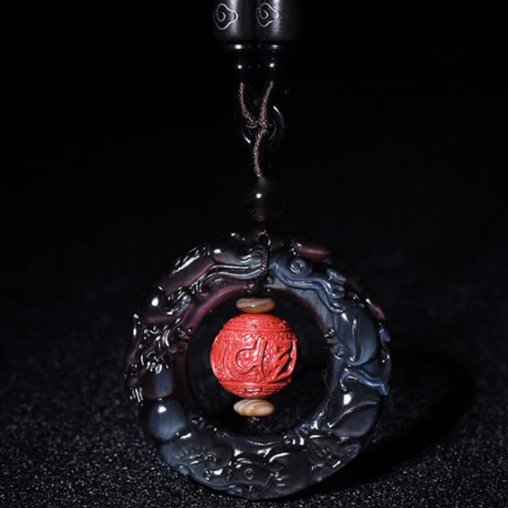 Buddha Stones風水天然レインボーオブシディアン貔貅辰砂ヒーリングネックレスペンダント - image 8