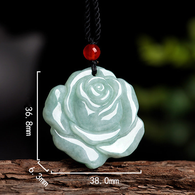 Buddha Stones蓮の模様 翡翠 豊穣 繁栄 ネックレス ストリングペンダント