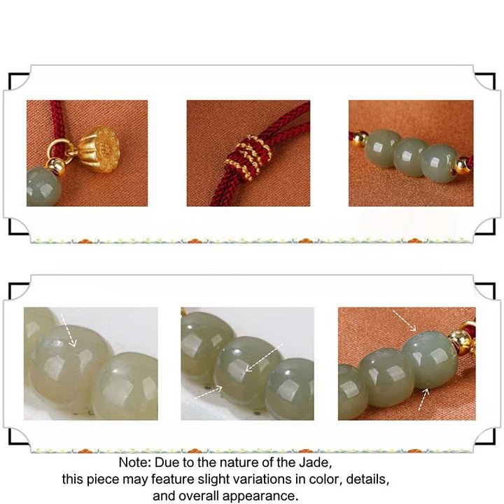 Buddha Stones手作り和田翡翠ビーズ蓮の鞘繁栄幸運編み込みブレスレット