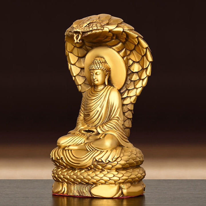 Buddha Stones釈迦牟尼仏 蛇の置物 静寂の銅像 家へのお供え物 装飾 - image 2