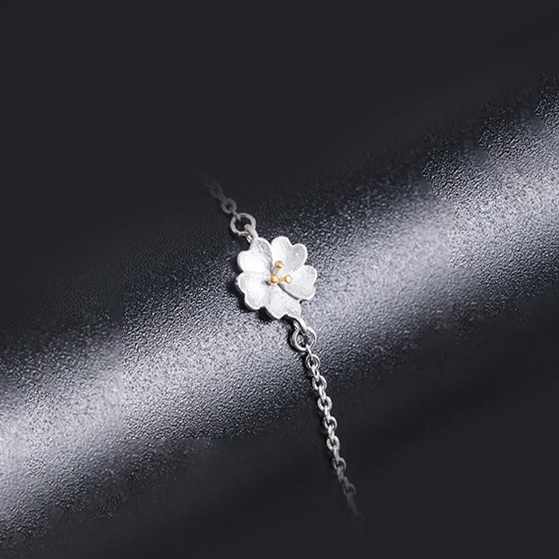 Buddha Stones925スターリングシルバー 桜の祝福チェーンブレスレット