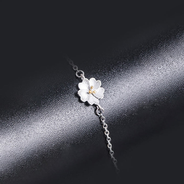 Buddha Stones925スターリングシルバー 桜の祝福チェーンブレスレット
