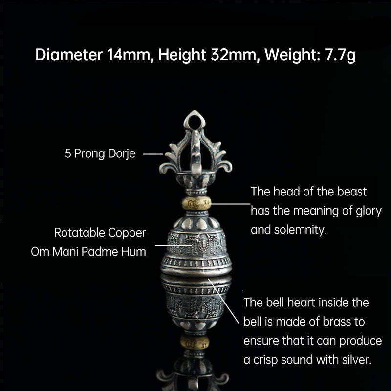 Buddha Stonesチベット 925 スターリングシルバーオーム・マニ・パドメ・フムジェベル ヴァジュラ 彫刻 悟りのペンダント 吊り下げ装飾 - image 3