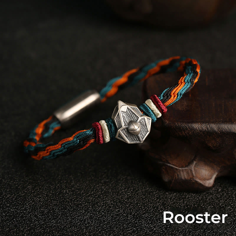 Buddha Stonesハンドメイド 999 スターリングシルバー 龍年 十二支 守護 カラフル 輪廻 結び目 ロープ ブレスレット