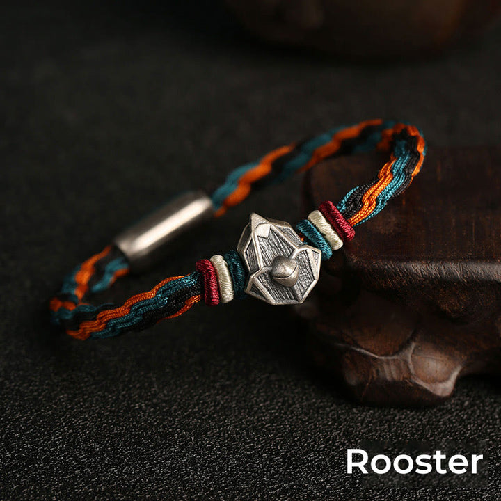 Buddha Stonesハンドメイド 999 スターリングシルバー 龍年 十二支 守護 カラフル 輪廻 結び目 ロープ ブレスレット