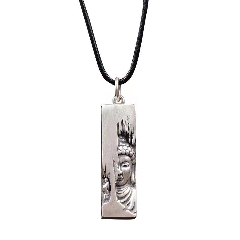 Buddha Stones如来 仏 強さ 守護 お守り 幸運 ペンダント ネックレス - 仏像+60cm革ロープ - image 1