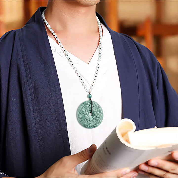 Buddha Stones龍年 天然翡翠 九龍 平和バックル 守護ネックレス ペンダント
