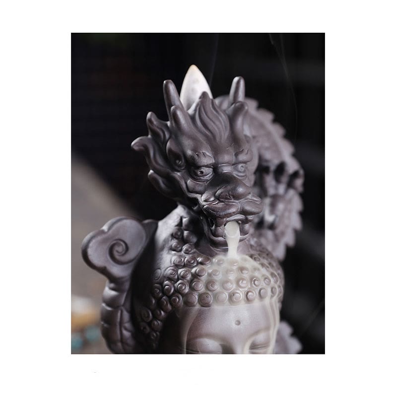 Buddha Stones龍仏 縁起の良い雲 紫粘土 癒しの香炉 装飾