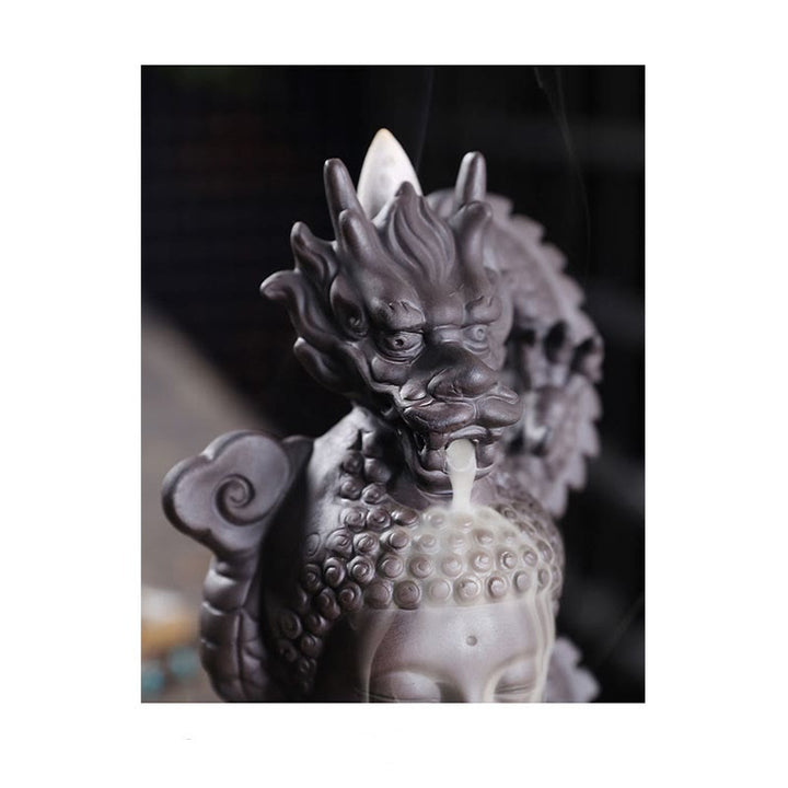 Buddha Stones龍仏 縁起の良い雲 紫粘土 癒しの香炉 装飾