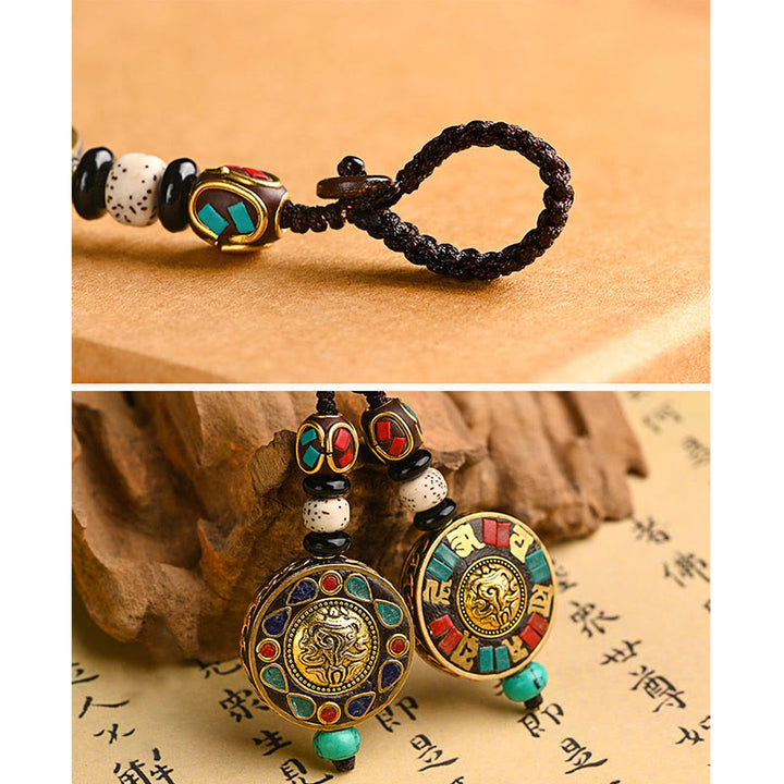 Buddha StonesチベットOm Mani Padme Humボディ シード ピース キーチェーン