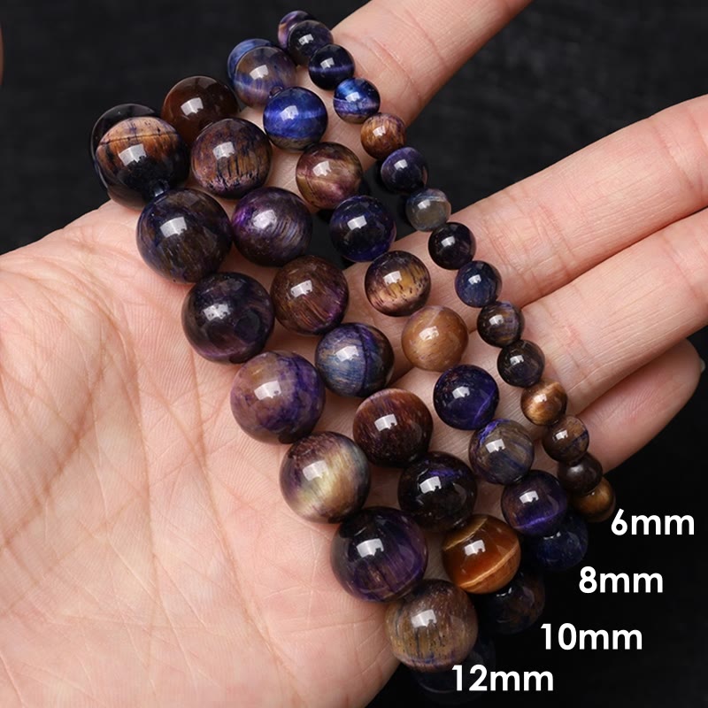 Buddha Stones天然パープルタイガーアイ保護力ブレスレット