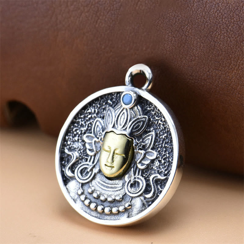 Buddha Stones925 スターリングシルバー グリーンターラ ダブルドルジェ ヴァジュラ 守護ネックレスペンダント - ペンダントのみ(19×23mm) - image 2