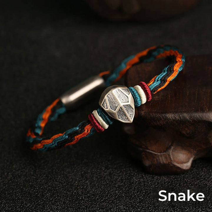 Buddha Stonesハンドメイド 999 スターリングシルバー 龍年 十二支 守護 カラフル 輪廻 結び目 ロープ ブレスレット
