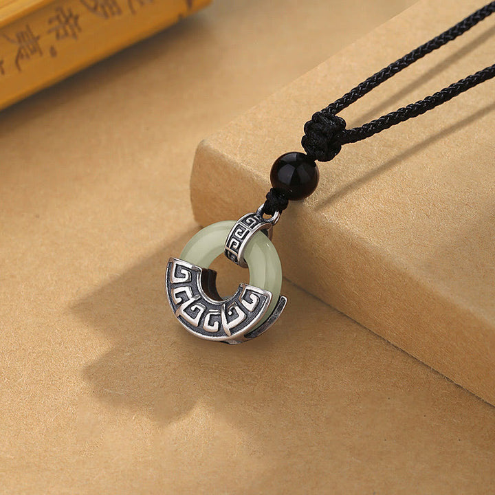 Buddha Stones925スターリングシルバー 天然和田翡翠 平和バックル 繁栄のネックレスペンダント