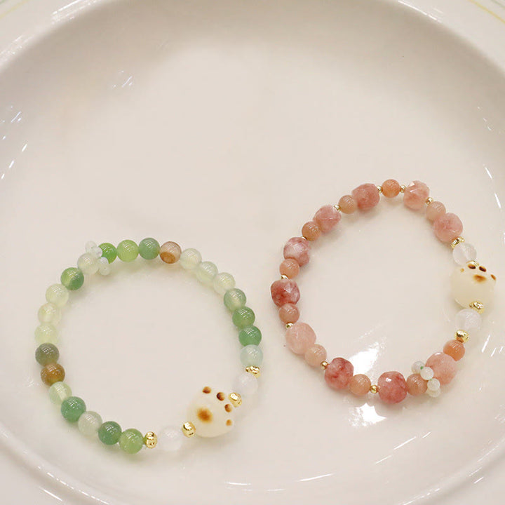 Buddha Stonesグリーンアゲート サンストーン キャッツアイ 菩提樹 猫の足サポートブレスレット - image 8
