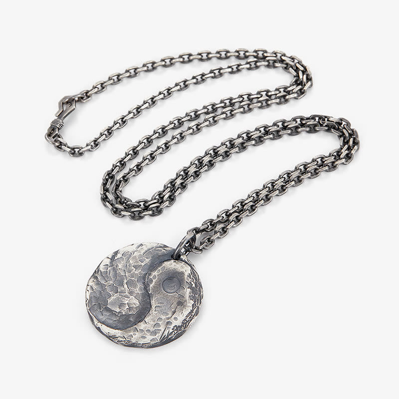 Buddha Stones990 スターリングシルバー 陰陽 ハンマーテクスチャ ハーモニーネックレスペンダント - image 10