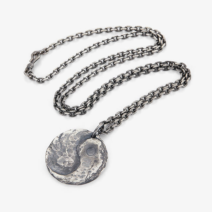 Buddha Stones990 スターリングシルバー 陰陽 ハンマーテクスチャ ハーモニーネックレスペンダント - image 10