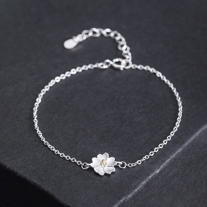 Buddha Stones925スターリングシルバー 桜の祝福チェーンブレスレット